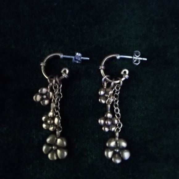 Barse bronzite 925 plumeria dangle post earrings - Picture 10 of 11